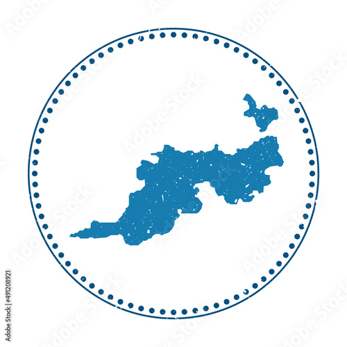 Guana Island sticker. Travel rubber stamp with map of island, vector illustration. Can be used as insignia, logotype, label, sticker or badge of the Guana Island.