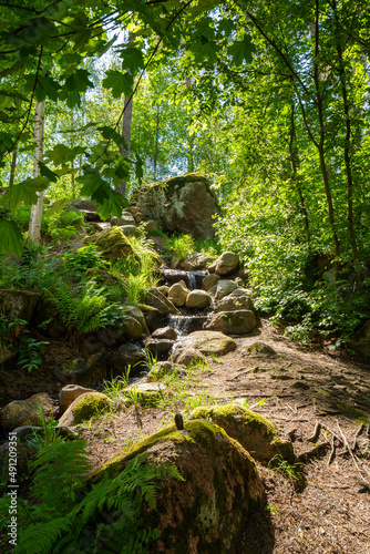 View of the waterfall in Sapokka Water Garden (Sapokan Vesipuisto), Kotka, Finland