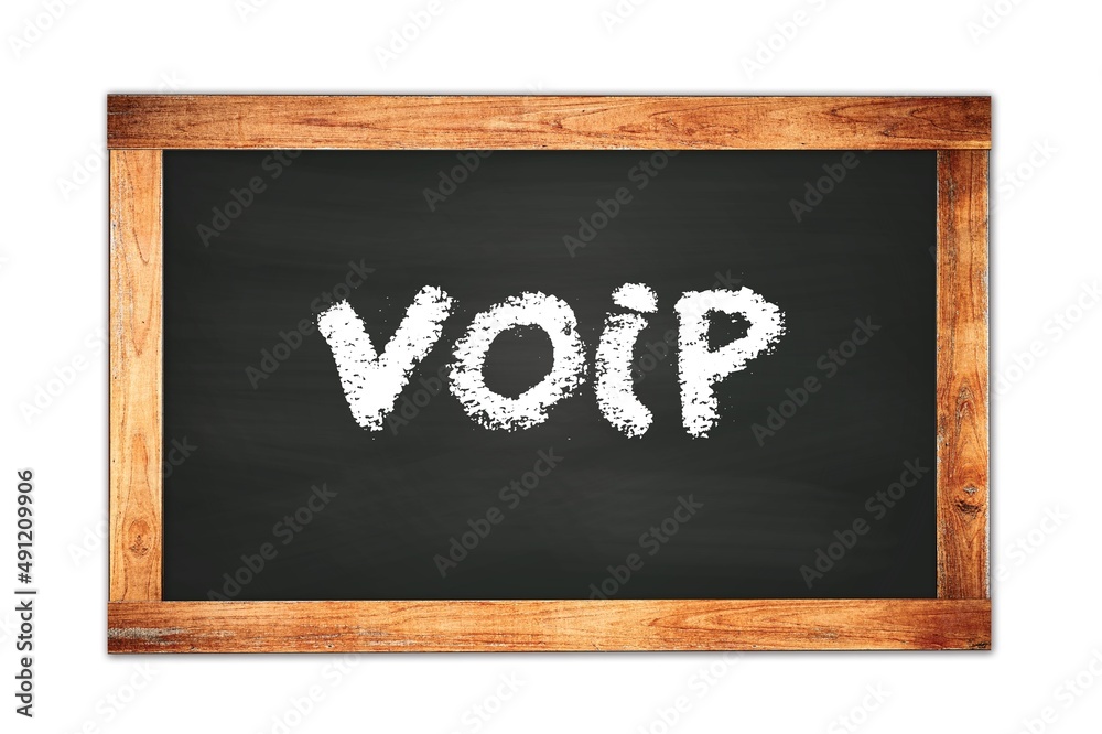 VOIP text written on wooden frame school blackboard. VOIP text written on wooden frame school blackboard.