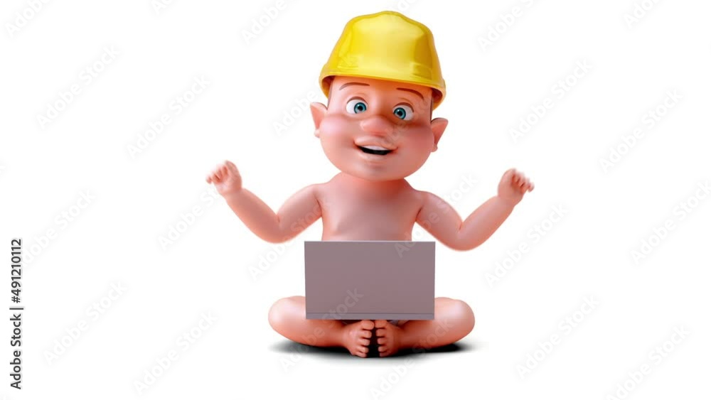 Fun 3D cartoon of a baby coding Fun 3D cartoon of a baby coding