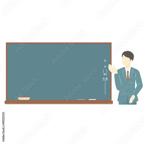 講義をする男性講師のフラットイラスト