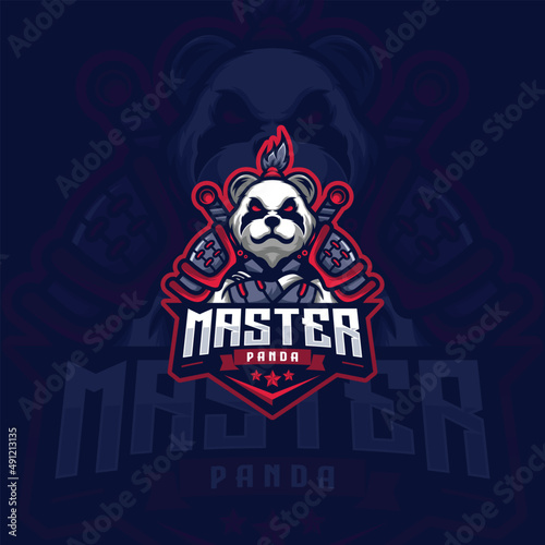 Samurai Panda Esport Logo Design Illustration For Gaming Club