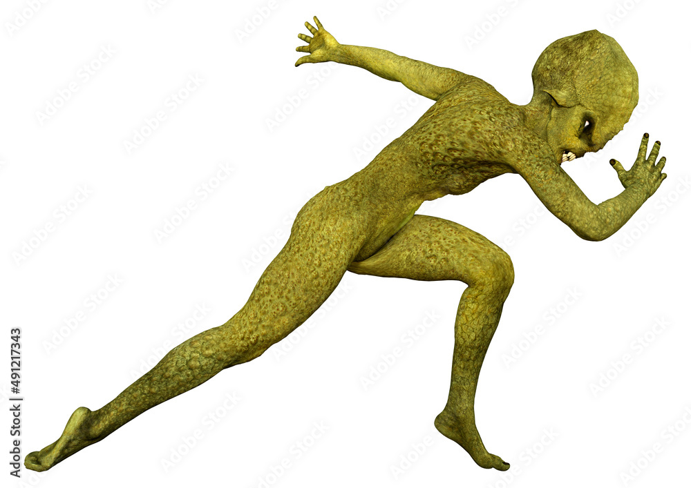 Obraz premium 3D Rendering Green Alien on White