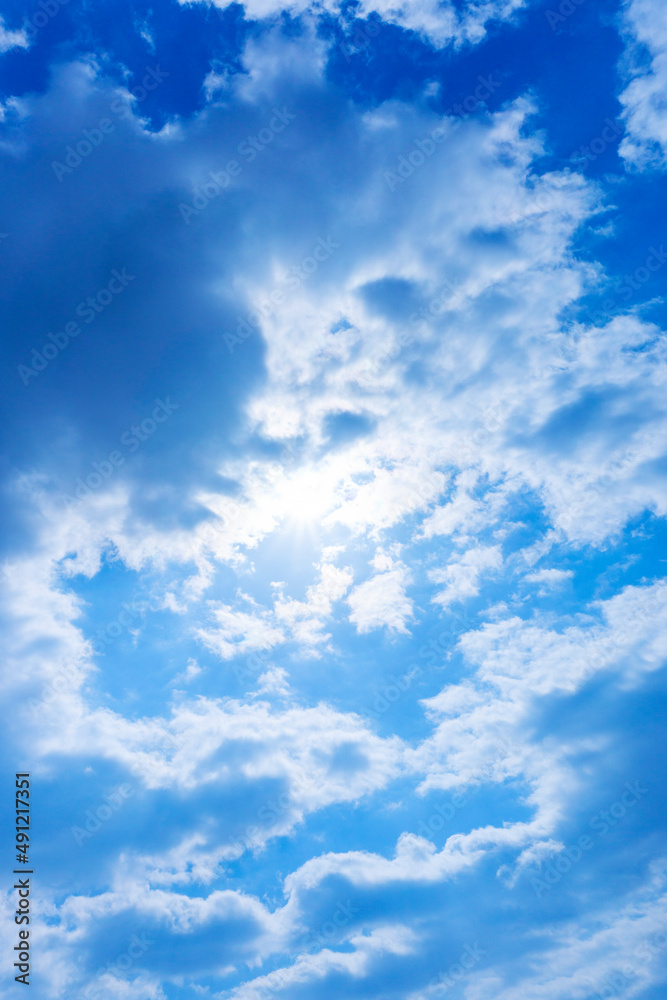 Fototapeta premium Refreshing blue sky and cloud background material_blue_24
