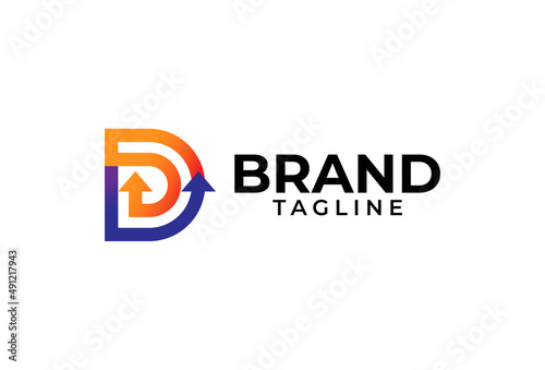 Initial D Arrow Logo. letter D with two arrow combination. usable for logistic, finance and company logos, vector illustration	
