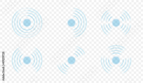 Echo sonar waves. Sound cycle pulse circular wave, pattern radar screen system, circle concentric audio speaker geometric abstract texture music broadcast, tidy vector illustration photo