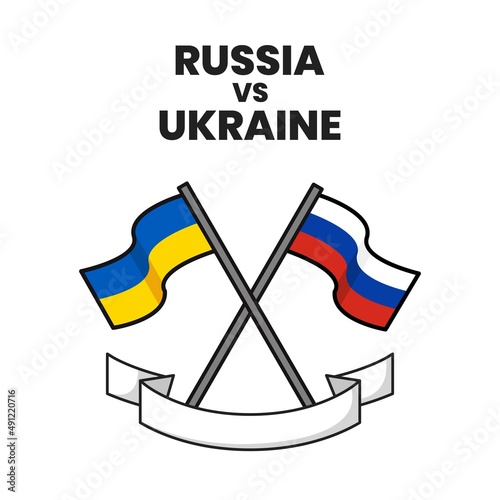Save Ukraine, Stop War, Ukraine vs Russia. Background vector illustration of raising hand with Ukraine Flag as demonstration acts for defending ukraine against Russia attacks.