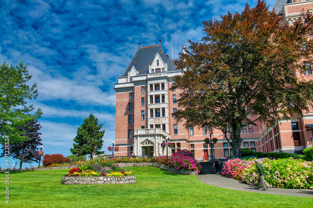 Buildings of Victoria on a beautiful summer day, Vancouver Island.