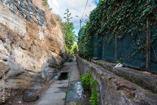 Two levada channels in Funchal.