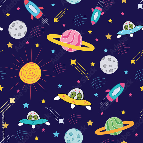 Galaxy colorful seamless vector pattern design background