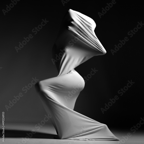 abstract image of a girl wrapped in a white cloth