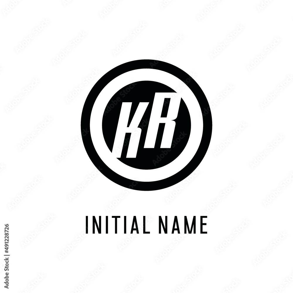 Initial KR logo concentric circle line, clean and simple monogram logo ...