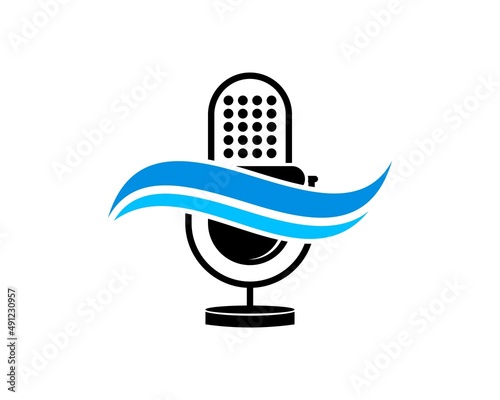 Music microphone with abstract beach wave inside