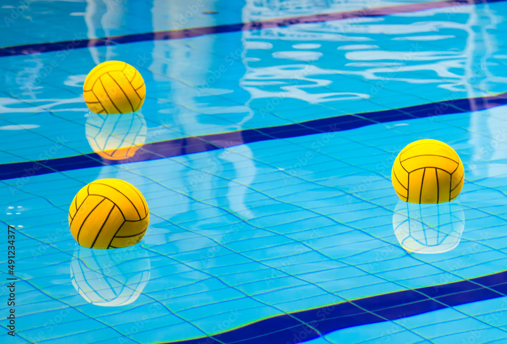 Many of water ball in swimming-pool