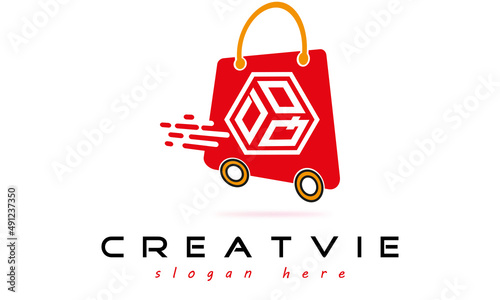 DOQ three letter monogram type eCommerce creative initials letter logo design vector template. photo