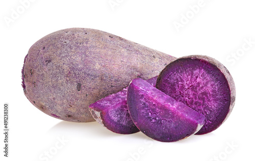 purple yams on isolated white background photo