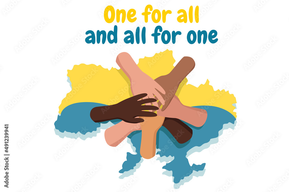 I Support Ukraine poster isolated concept background. People hands hold and protect Ukraine yellow and blue colors map. Stop the war together. Vector illustration in flat cartoon design. I Support Ukraine poster isolated concept background. People hands hold and protect Ukraine yellow and blue colors map. Stop the war together. Vector illustration in flat cartoon design.