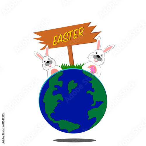 Easter festival and the rabbit on earth