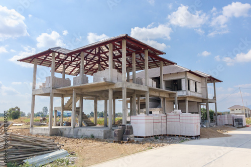 construction residential new house in progress at building site housing estate development