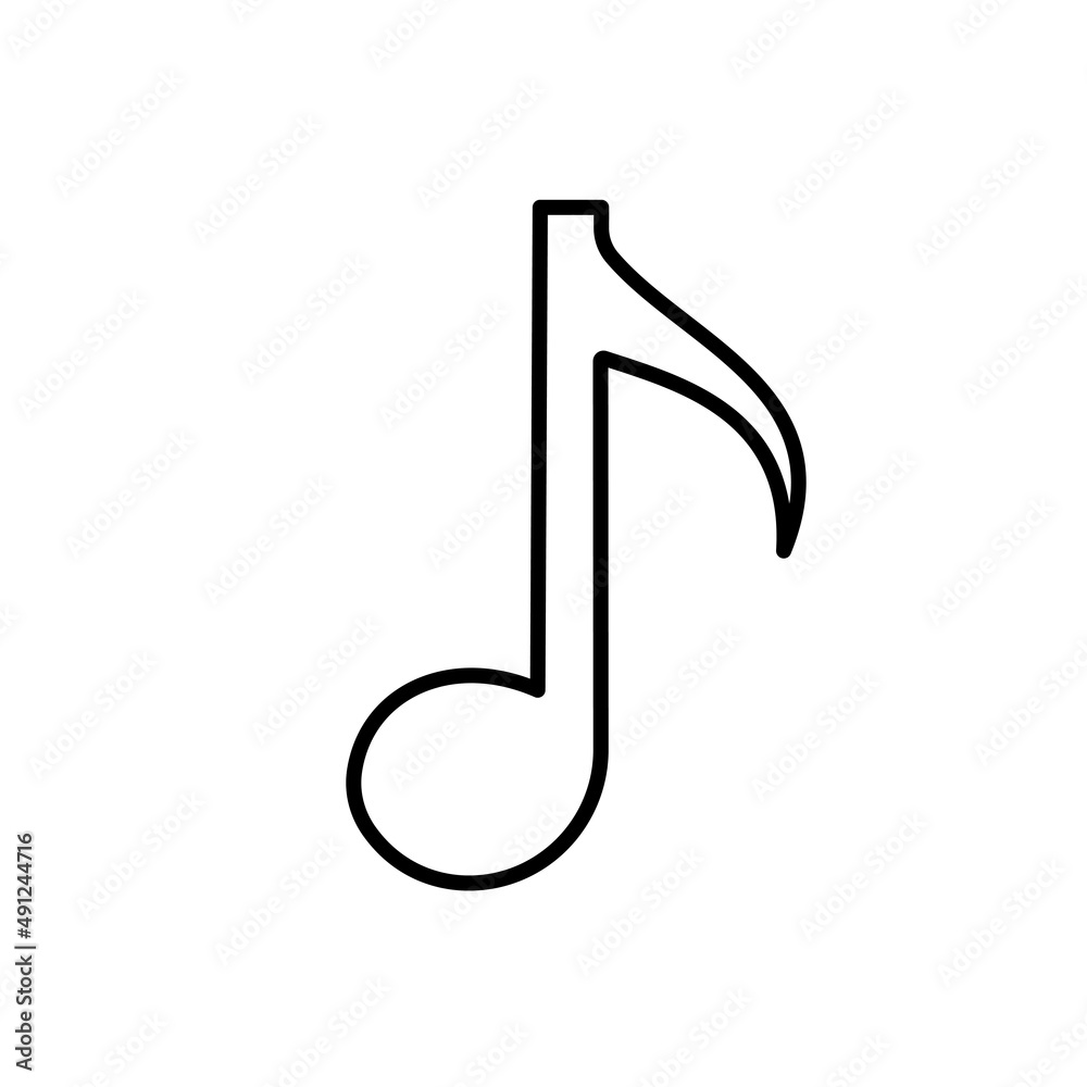Music note simple black line icon. Music tone symbol. Minimalist style. Flat isolated outline sign for illustration, infographic, logo, mobile, app, banner, web design, dev, ui, ux, gui. Vector EPS 10 Music note simple black line icon. Music tone symbol. Minimalist style. Flat isolated outline sign for illustration, infographic, logo, mobile, app, banner, web design, dev, ui, ux, gui. Vector EPS 10