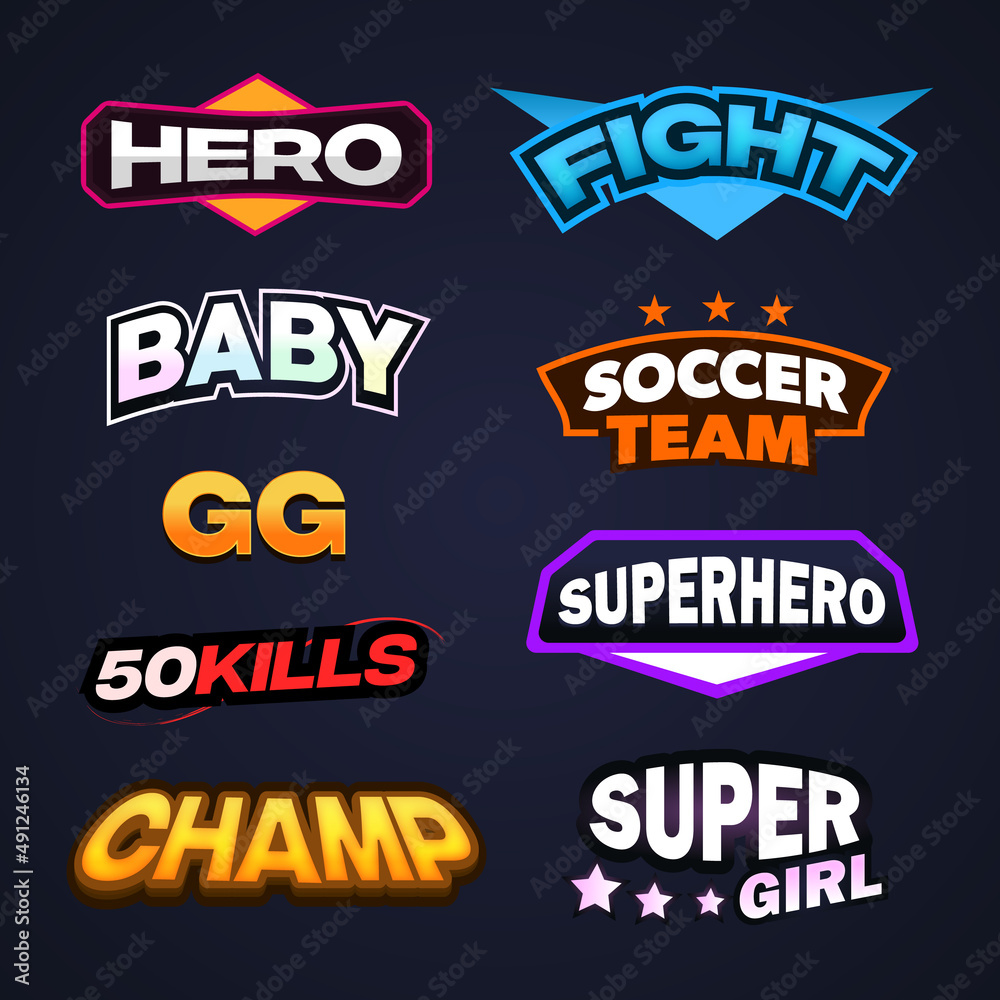 3d Text effect hero, fight, baby, superhero, supergirl, champ, good game vector artwork