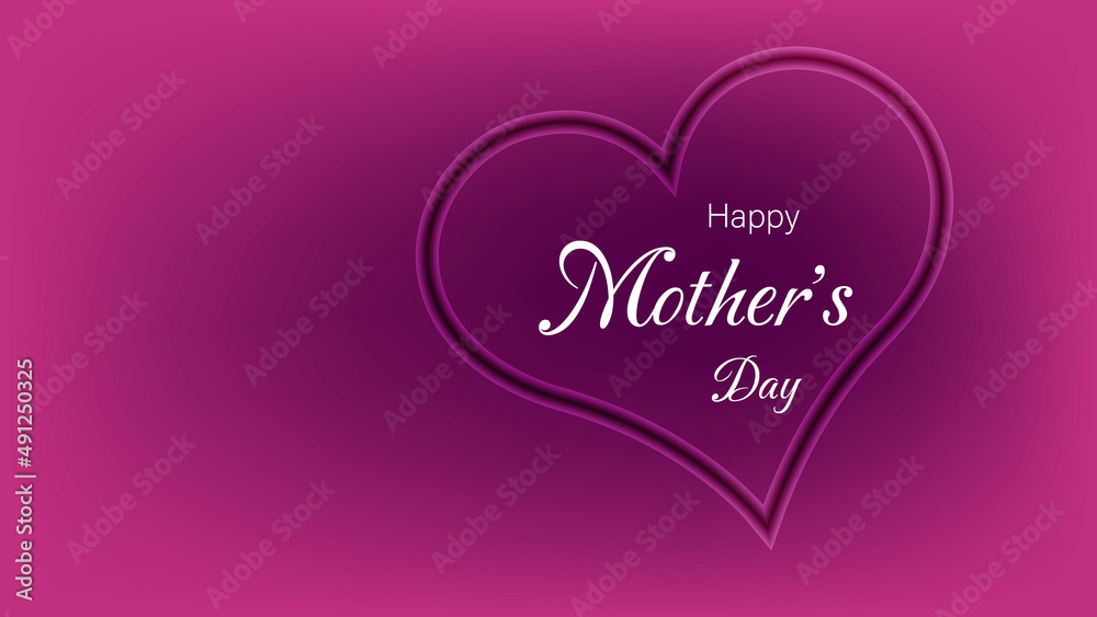 Happy Mothers Day, sales special offer banner illustrations.  Mom ever greetings card. Love you mom. Vector template of purple or pink light gradient art design. 