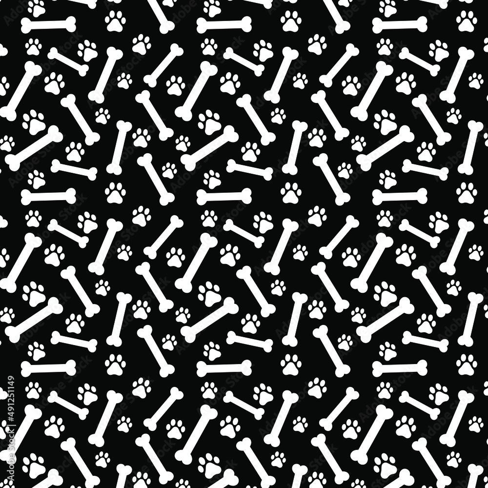 seamless pattern with bone and paw vector seamless pattern with bone and paw vector