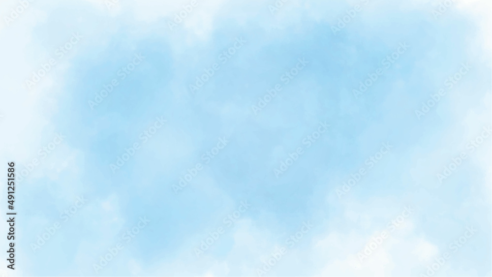 Watercolor painted blue sky background. Abstract Illustration wallpaper. Brush stroked painting.