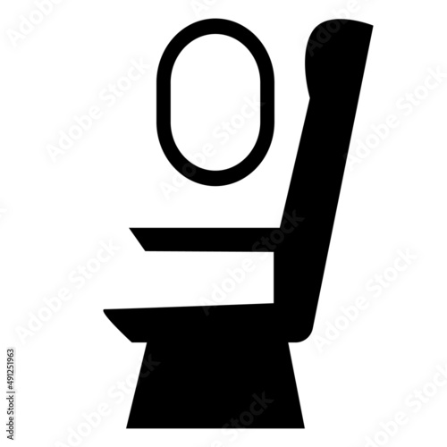 airplane seat icon on white background. aircraft cabin with portholes and seats sign. flat style.