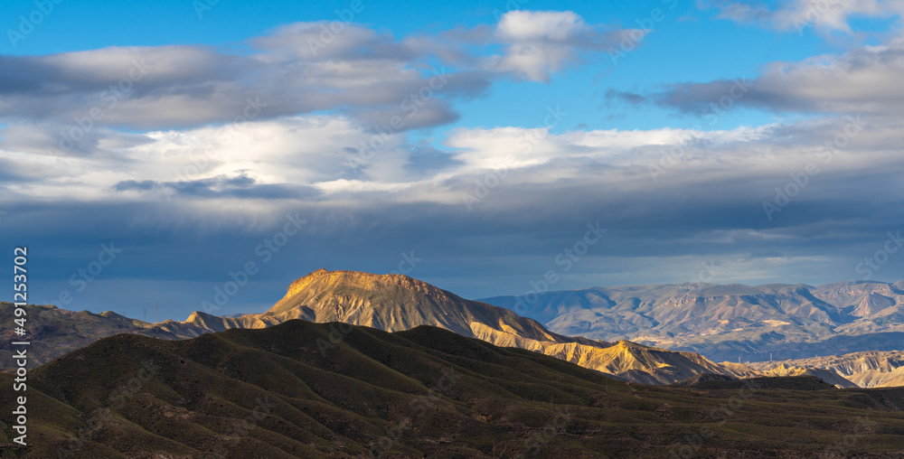 morning light in the hills and mountains of the Tabernas desert in southern Spain