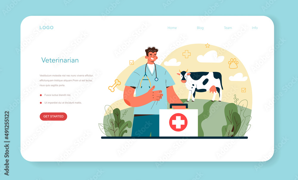 Pet veterinarian web banner or landing page. Veterinary doctor Pet veterinarian web banner or landing page. Veterinary doctor