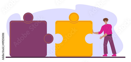 Unity concept. Different people unite together. Join hands and pieces