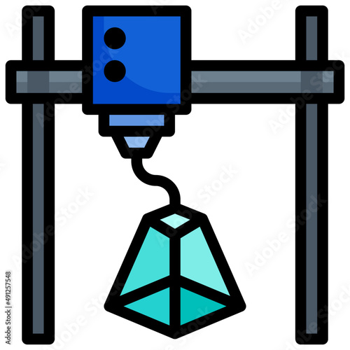 3D PRINTER filled outline icon