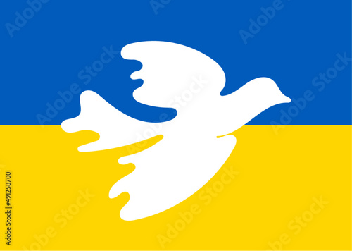 Friedenstaube auf Fahne der Ukraine