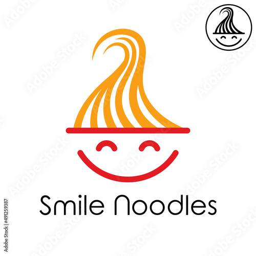Smile noodles bowl logo vector.
