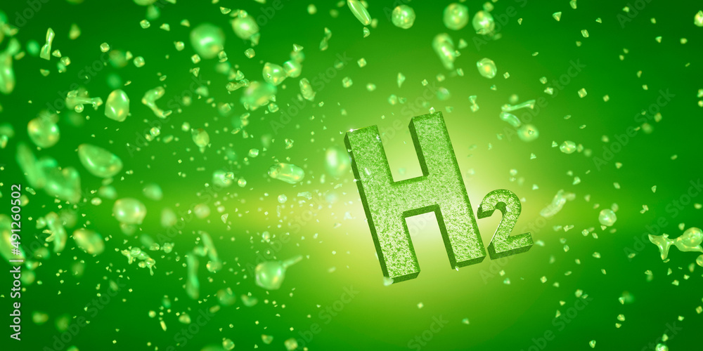 H2 – Grüner Wasserstoff – Innovation und Energie	 - obrazy, fototapety, plakaty 