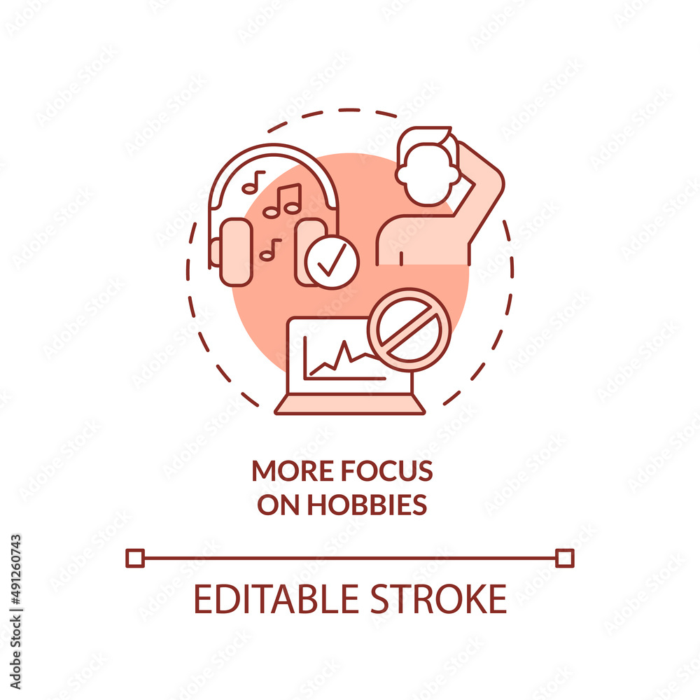 More focus on hobbies terracotta concept icon. Hint you are in wrong profession abstract idea thin line illustration. Isolated outline drawing. Editable stroke. Arial, Myriad Pro-Bold fonts used More focus on hobbies terracotta concept icon. Hint you are in wrong profession abstract idea thin line illustration. Isolated outline drawing. Editable stroke. Arial, Myriad Pro-Bold fonts used