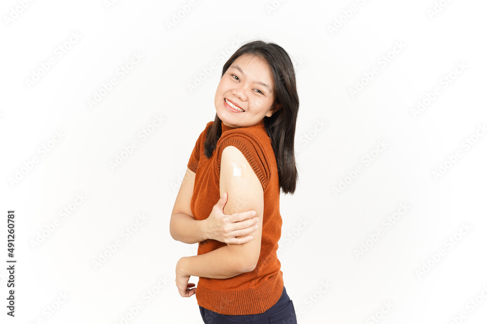 Receive Covid-19 Anti Virus Vaccine in campaign Of Beautiful Asian Woman Isolated On White Receive Covid-19 Anti Virus Vaccine in campaign Of Beautiful Asian Woman Isolated On White
