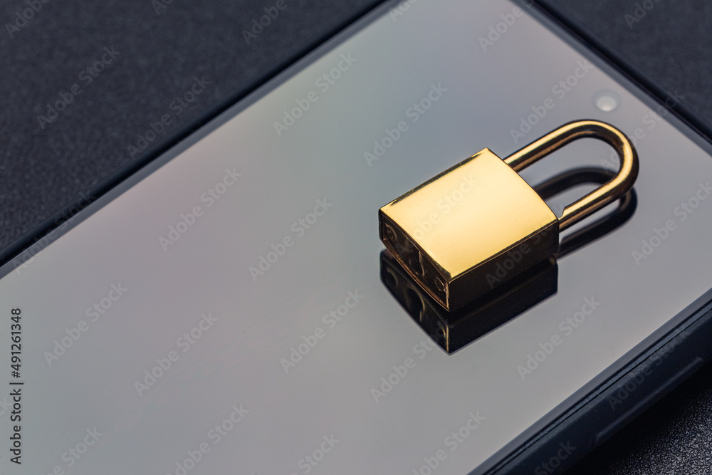 Naklejka premium Banned from using smartphone, locked phone concept