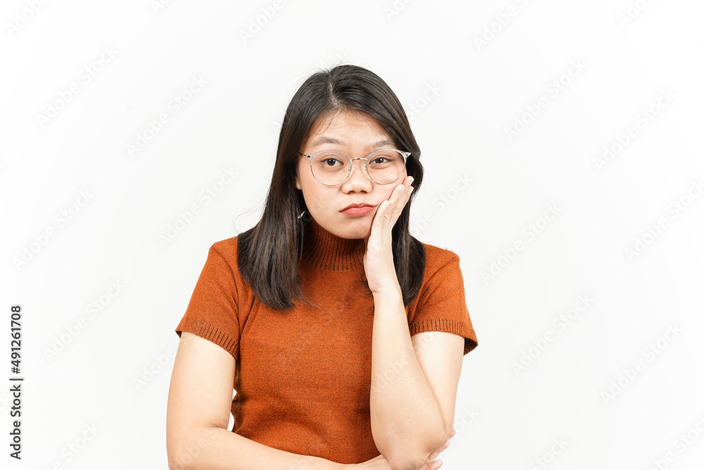 Boring Gesture Of Beautiful Asian Woman Isolated On White Background Boring Gesture Of Beautiful Asian Woman Isolated On White Background