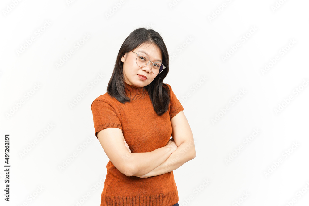 Smile and Folding Arms Of Beautiful Asian Woman Isolated On White Background Smile and Folding Arms Of Beautiful Asian Woman Isolated On White Background