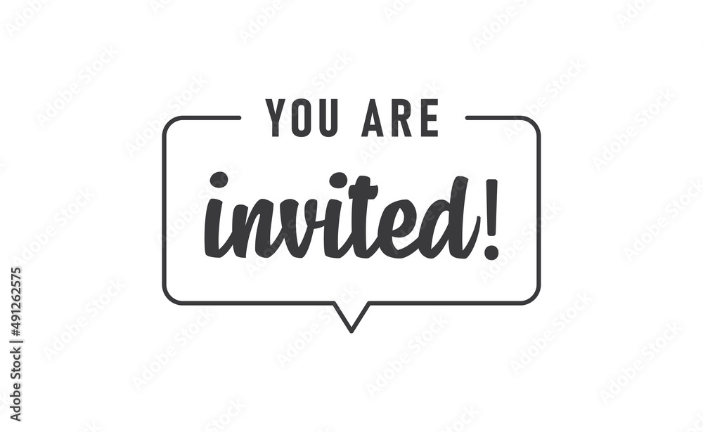 You're invited! Elegant black calligraphy. Hand drawn vector linear lettering. Invitation for weddings birthday and holiday events. You're invited! Elegant black calligraphy. Hand drawn vector linear lettering. Invitation for weddings birthday and holiday events.