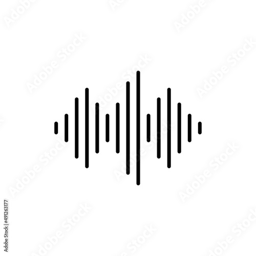 Sound wave black line icon. Musical audio technology. Sound volume  equalizer. DJ  rhythm sign. Flat isolated illustration for infographic  logo  app  banner  web design  dev  ui  gui. Vector EPS 10