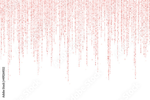 Rose gold glitter decoration long garland on white background. Vector