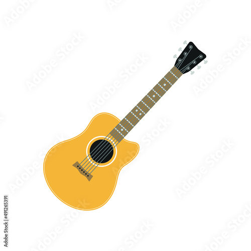 Accoustic guitar vector brown color