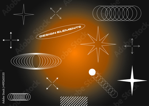 Design elements brutalist minimal vector shapes geometric 