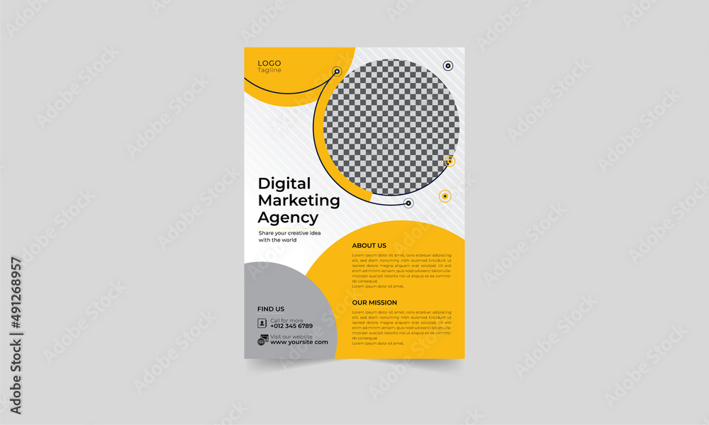 Business flyer design corporate flyer template geometric shape poster design brochure gradient abstract magazine background space for photo in A5 size