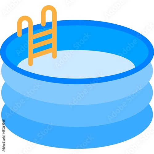 Portable rubber swimming pool flat vector icon