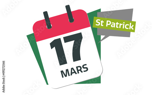 french 17 march calendar st patrick day