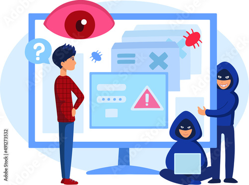 Computer Spyware Attack illustration concept
